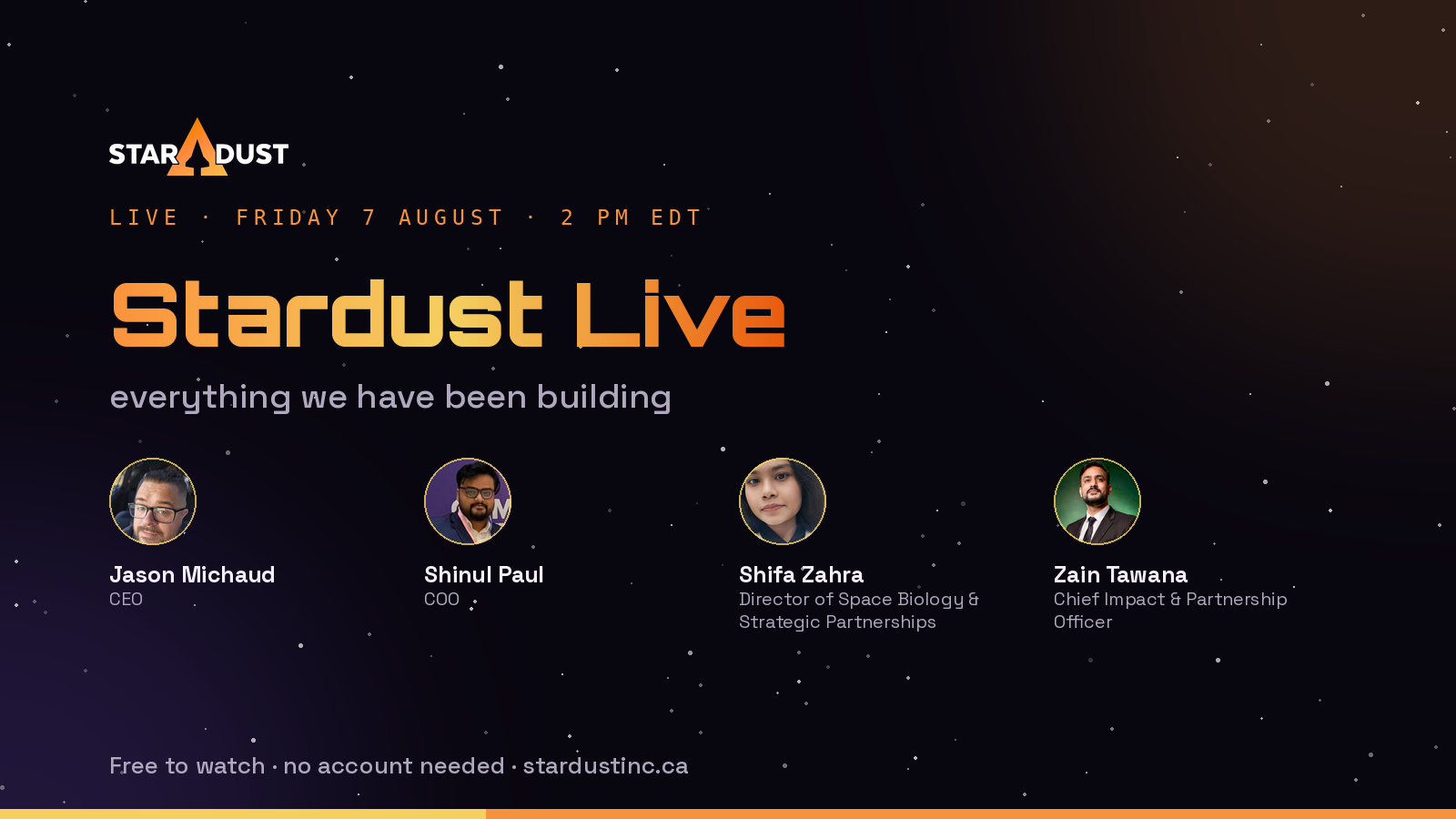 Stardust Live: everything we have been building
